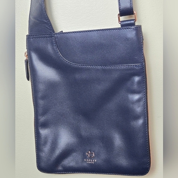 Radley London Minimalist Blue Leather Crossbody – Quiet Luxury Essential